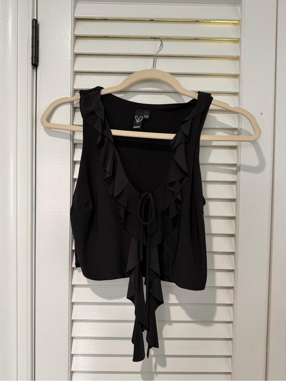 Windsor Black Tie-Front Crop Top